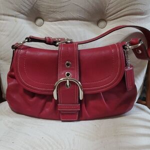 Coach Red Leather Shoulder Bag